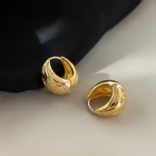 Trendy Metal Star Hoop Earrings